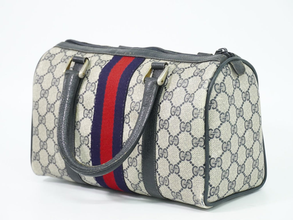 Gucci Vintage Sherry Line GG Supreme Mini Boston Bag Navy Shelly — view 2