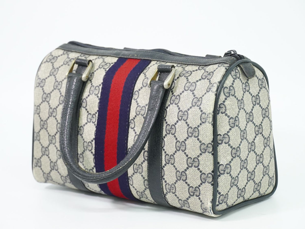 Gucci Vintage Sherry Line GG Supreme Mini Boston Bag Navy Shelly — view 2