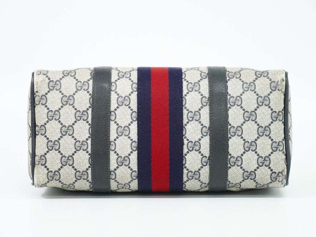 Gucci Vintage Sherry Line GG Supreme Mini Boston Bag Navy Shelly — view 3