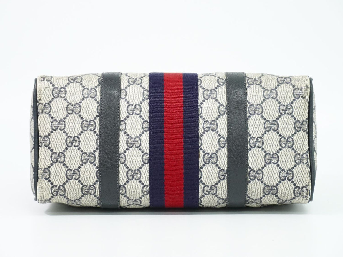 Gucci Vintage Sherry Line GG Supreme Mini Boston Bag Navy Shelly — view 3