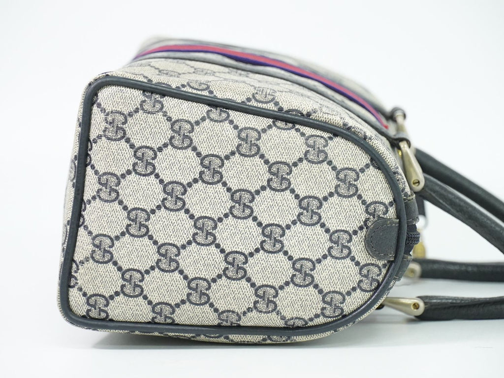 Gucci Vintage Sherry Line GG Supreme Mini Boston Bag Navy Shelly — view 4