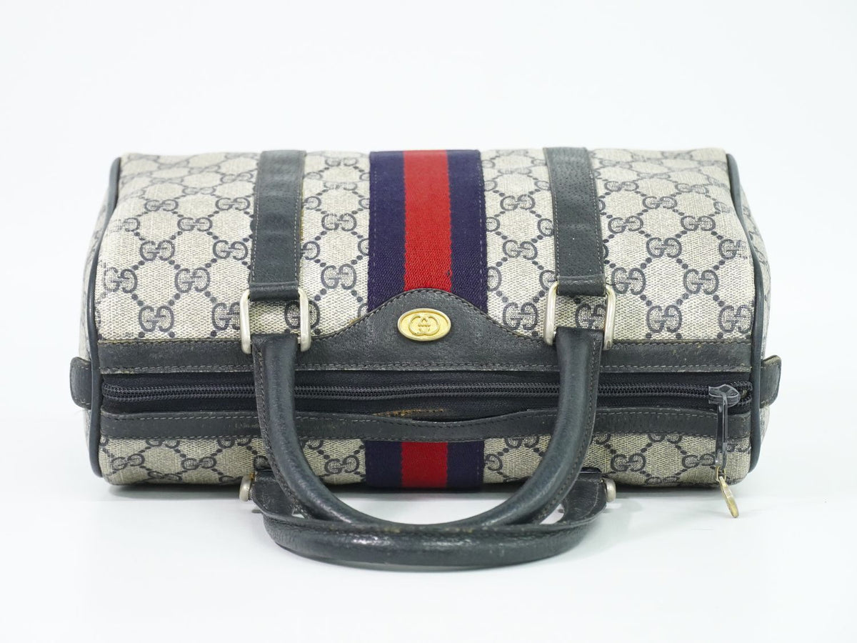 Gucci Vintage Sherry Line GG Supreme Mini Boston Bag Navy Shelly — view 5