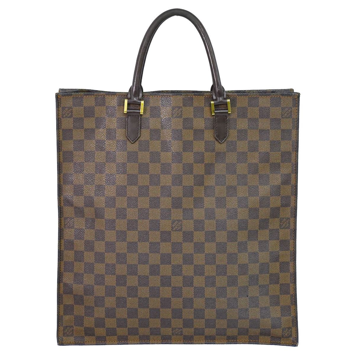 Louis Vuitton LV Sac Plat Damier Ebene Tote Bag Brown