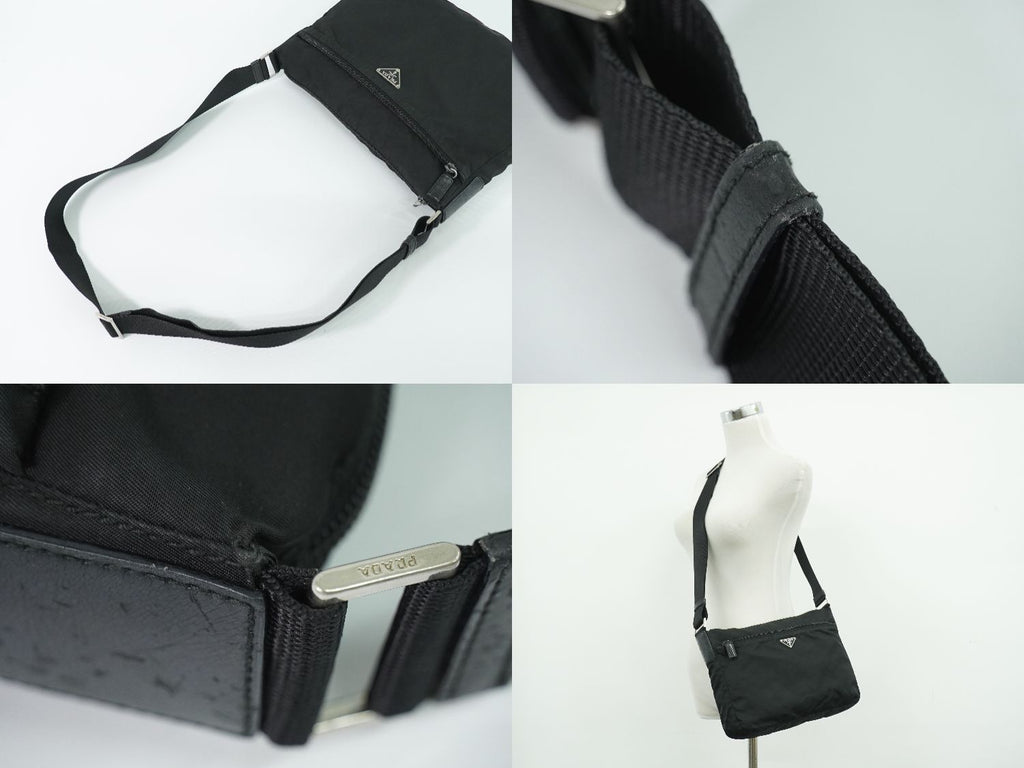 Prada Nylon Shoulder Bag Pochette Black — view 6
