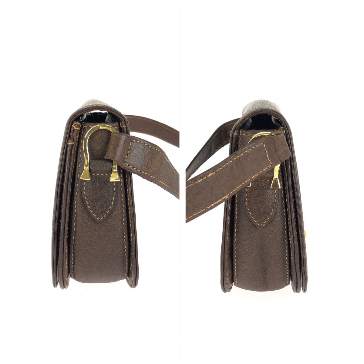 Gucci Vintage Gucci Horsebit Brown Gold Leather Shoulder Bag — view 8