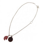 Hermes Carrousel Necklace Metal Buffalo Horn Silver Red — view 4