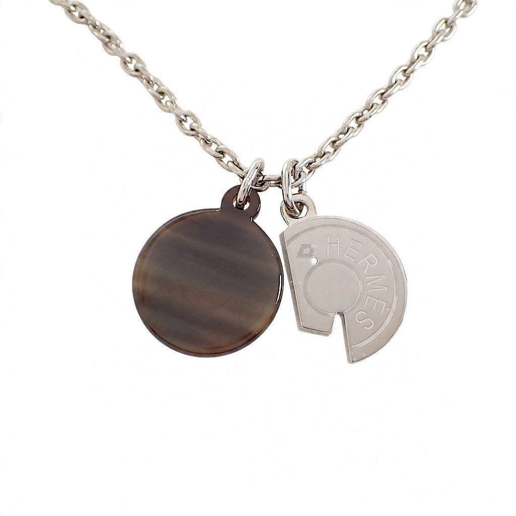 Hermes Carrousel Necklace Metal Buffalo Horn Silver Red — view 6