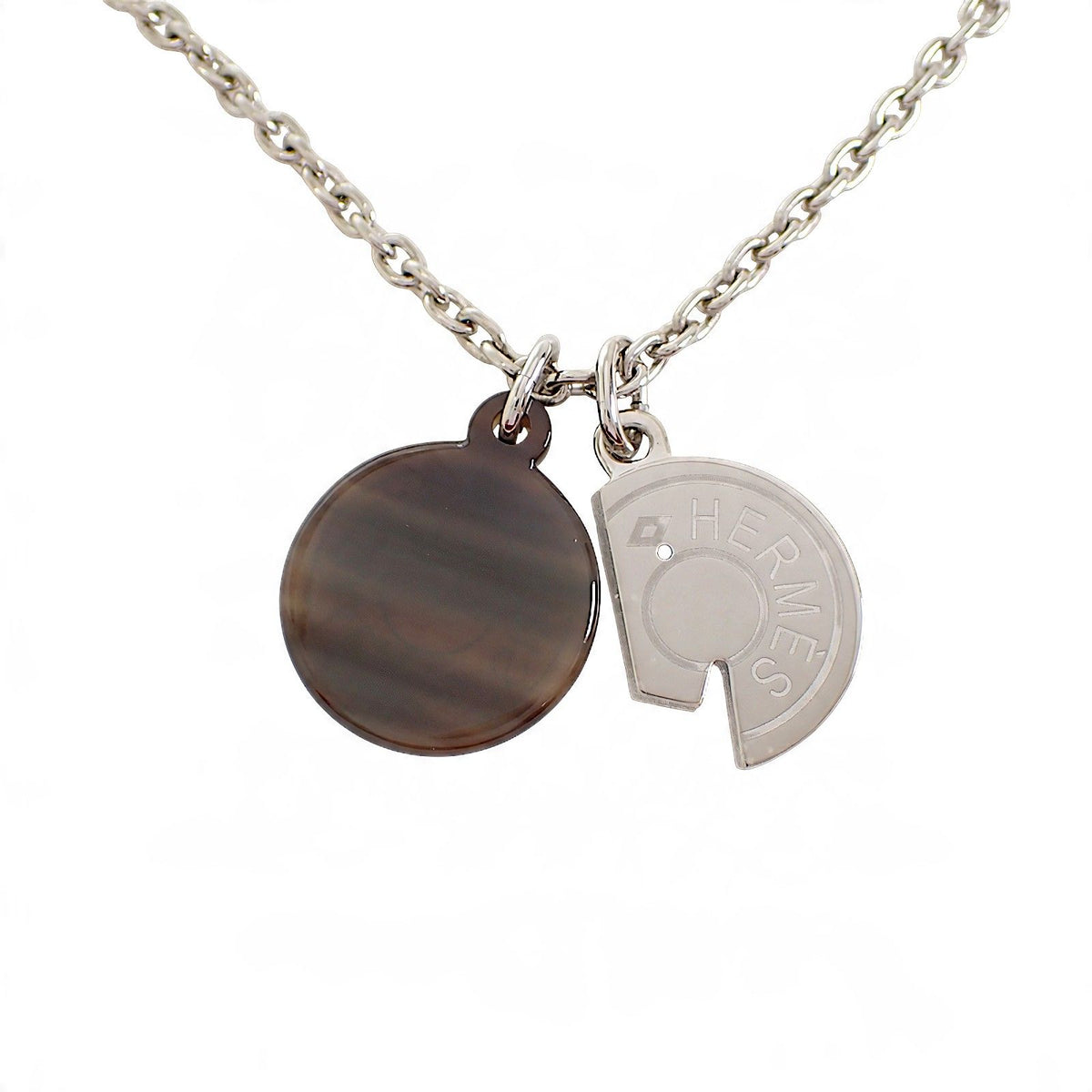 Hermes Carrousel Necklace Metal Buffalo Horn Silver Red — view 6