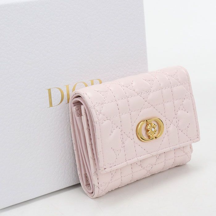 Dior Hibiscus Wallet Caro Trifold Leather