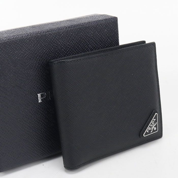 Prada Leather Wallet Saffiano with Coin Purse Bifold Calfskin