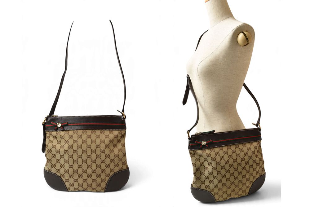 Gucci Shoulder Bag Sherry Line Web Ribbon GG Brown Beige Red Green — view 2