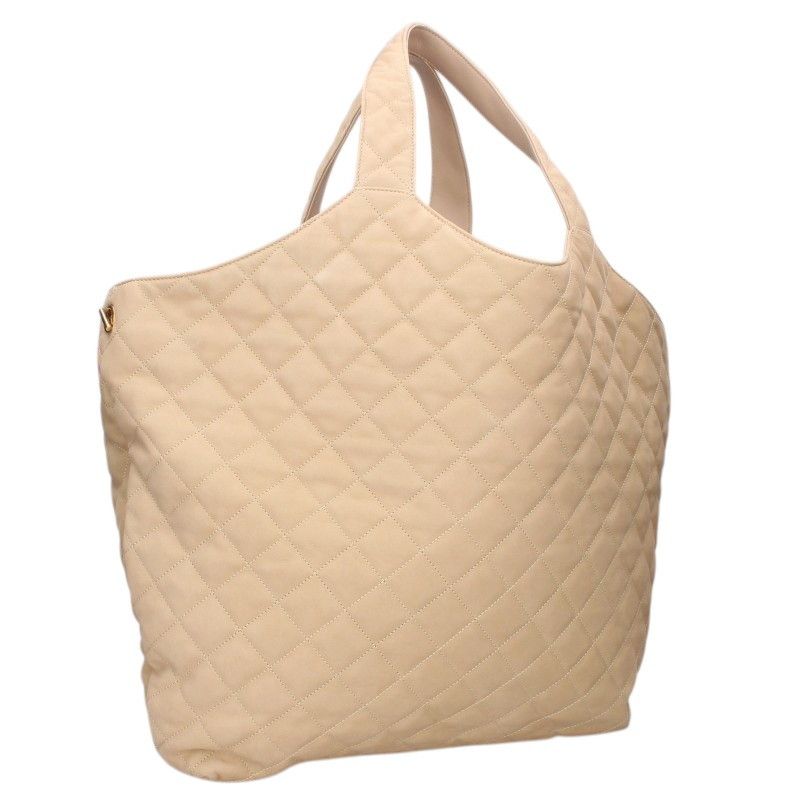 Saint Laurent Paris Icare Maxi YSL Logo Quilted Suede Tote Bag — view 2