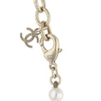 Chanel CC Logo Stone Embellished Pearl Choker Necklace — view 3