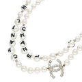 Chanel CC Logo Stone Embellished Pearl Choker Necklace