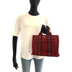 Hermes Fourre Tout PM Wine Red Bordeaux Canvas Tote Bag — view 7
