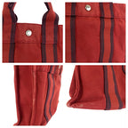 Hermes Fourre Tout PM Wine Red Bordeaux Canvas Tote Bag — view 6