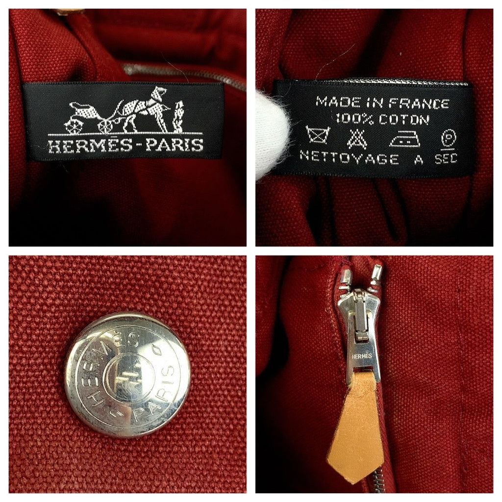 Hermes Fourre Tout PM Wine Red Bordeaux Canvas Tote Bag — view 4