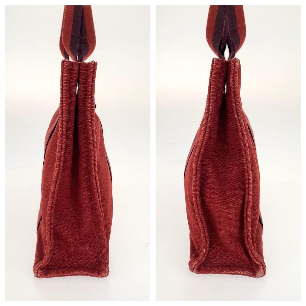 Hermes Fourre Tout PM Wine Red Bordeaux Canvas Tote Bag — view 8