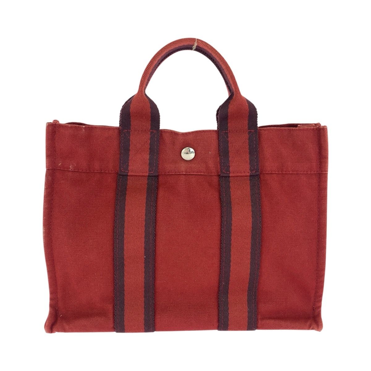 Hermes Fourre Tout PM Wine Red Bordeaux Canvas Tote Bag