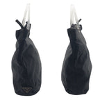 Prada Tessuto Triangle Logo Black Nylon Plastic Handle Tote Bag — view 7
