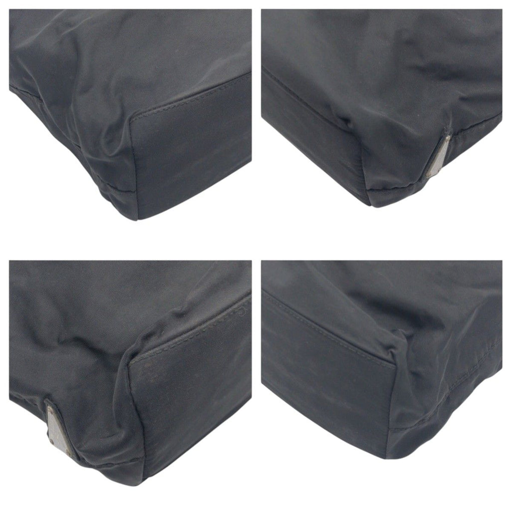 Prada Tessuto Triangle Logo Black Nylon Plastic Handle Tote Bag — view 3