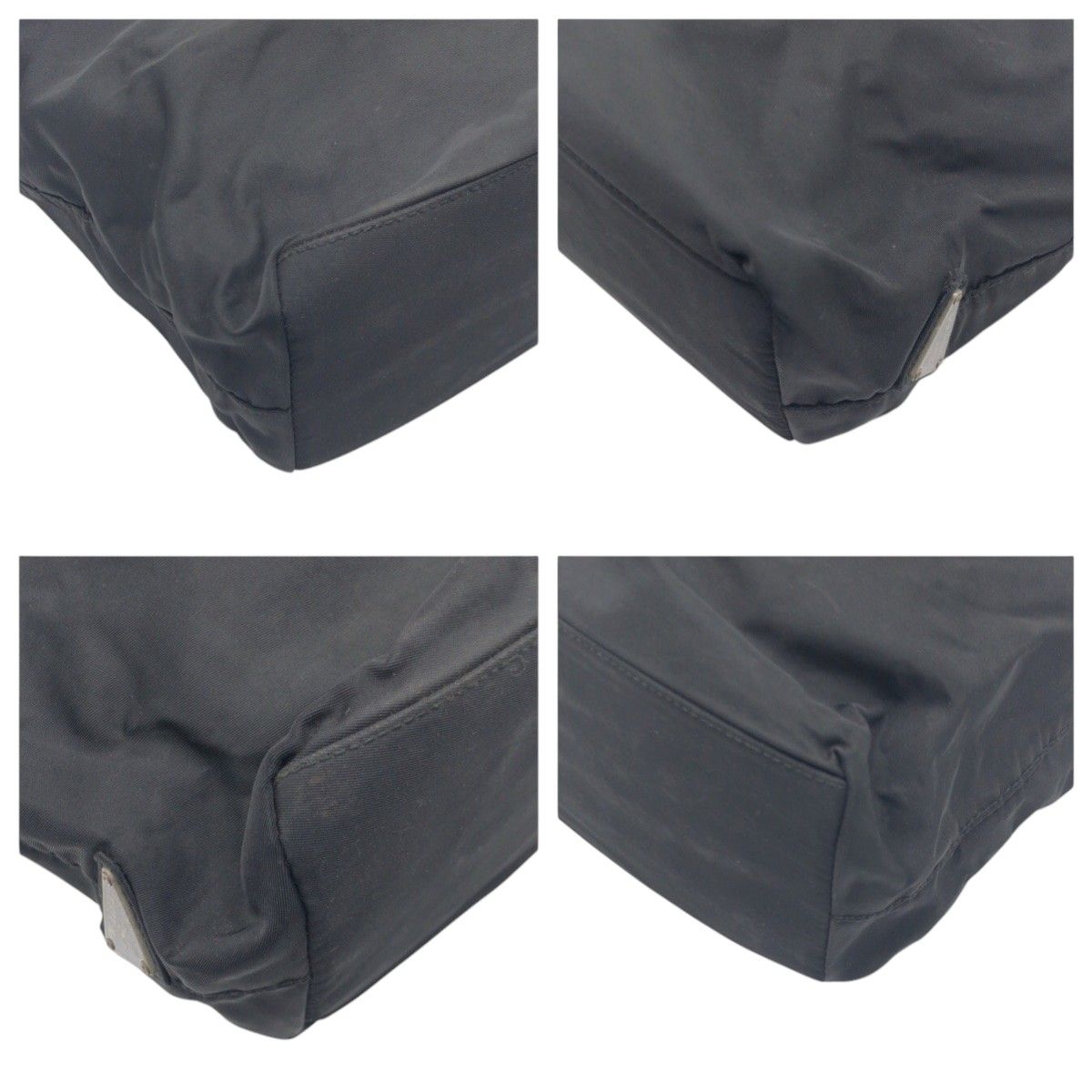 Prada Tessuto Triangle Logo Black Nylon Plastic Handle Tote Bag — view 3