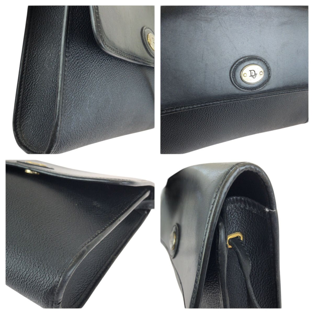 Dior Vintage Black Silver Leather Shoulder Bag — view 5