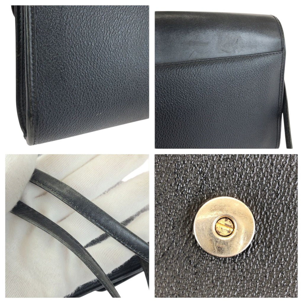 Dior Vintage Black Silver Leather Shoulder Bag — view 6