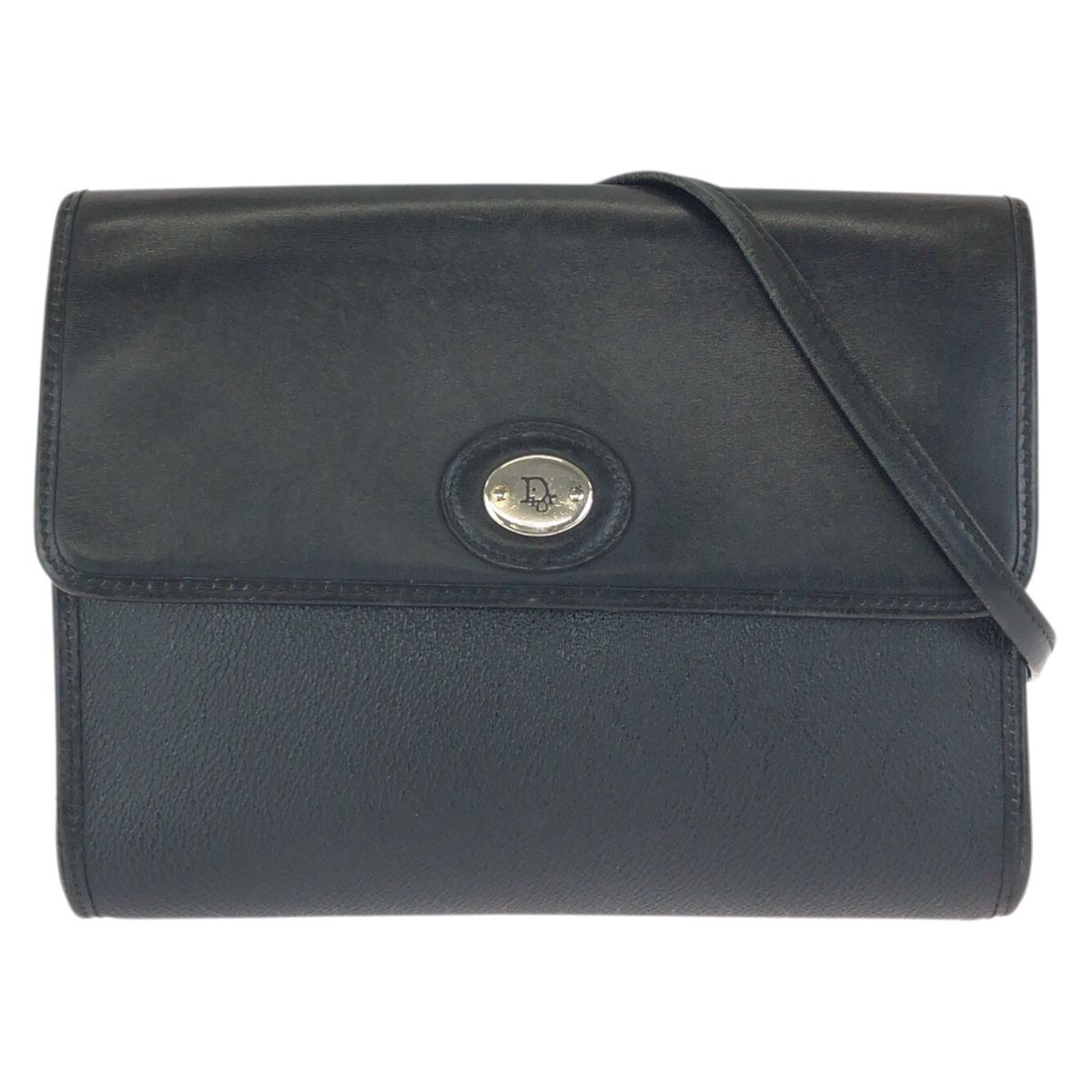 Dior Vintage Black Silver Leather Shoulder Bag