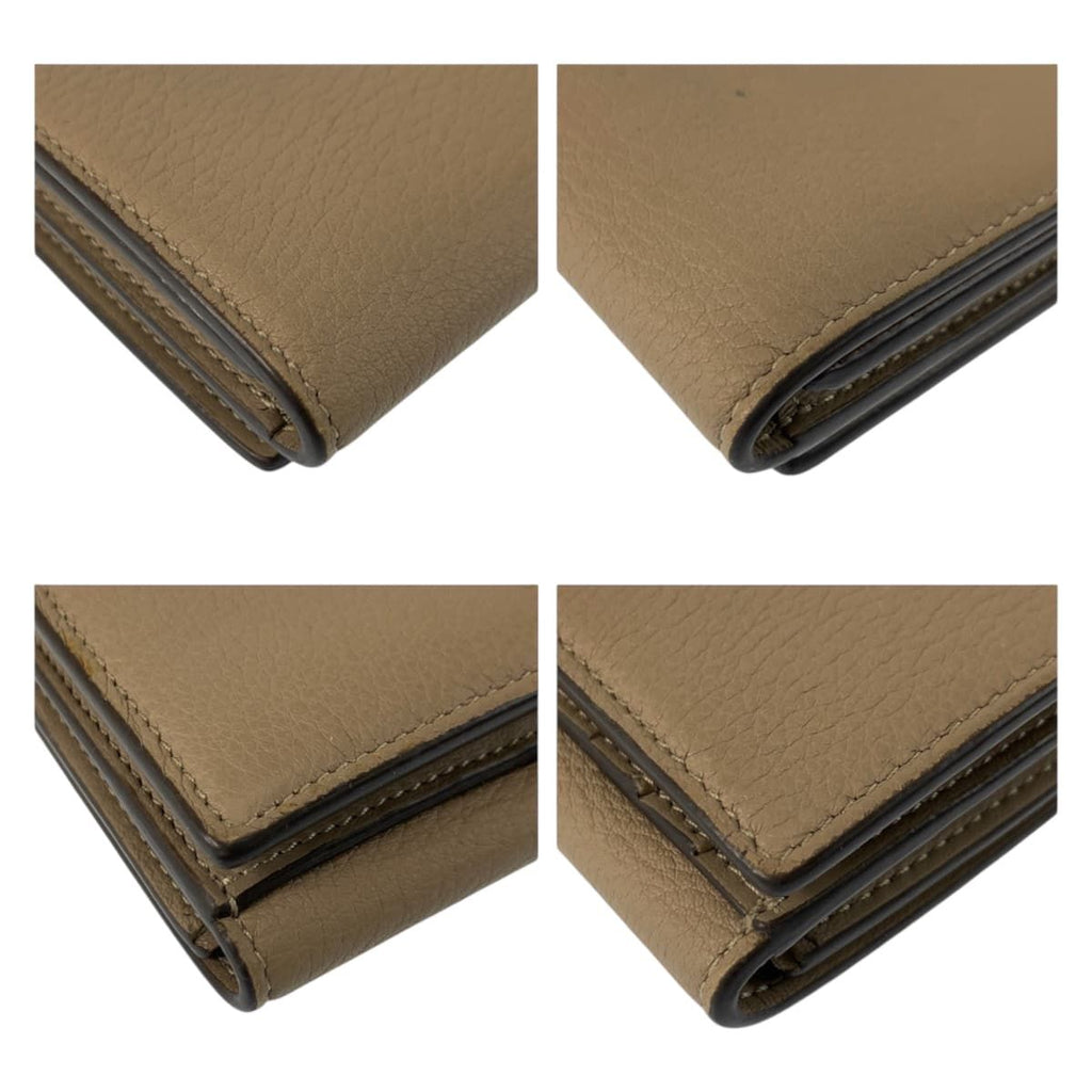 Fendi Selleria Peekaboo Beige Silver Leather Fold Wallet Compact — view 8
