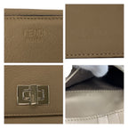 Fendi Selleria Peekaboo Beige Silver Leather Fold Wallet Compact — view 3