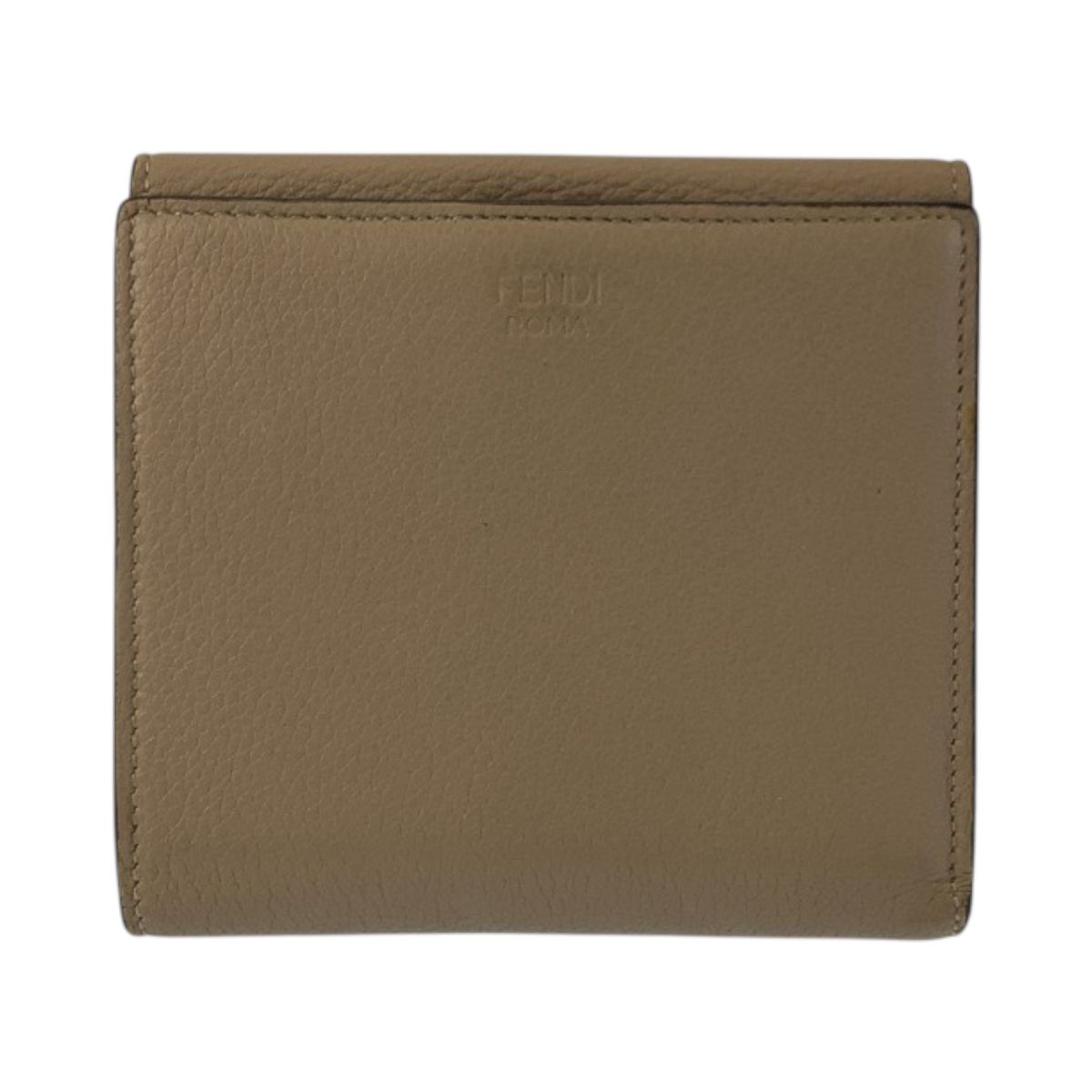 Fendi Selleria Peekaboo Beige Silver Leather Fold Wallet Compact — view 2