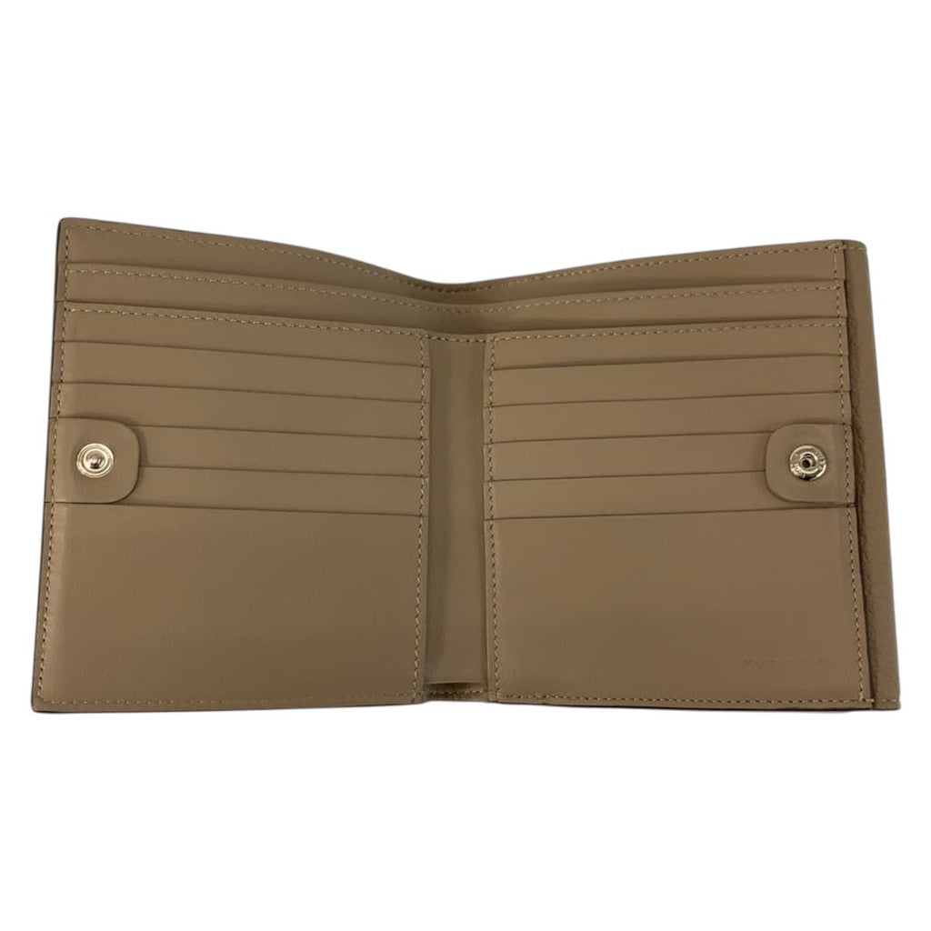 Fendi Selleria Peekaboo Beige Silver Leather Fold Wallet Compact — view 4
