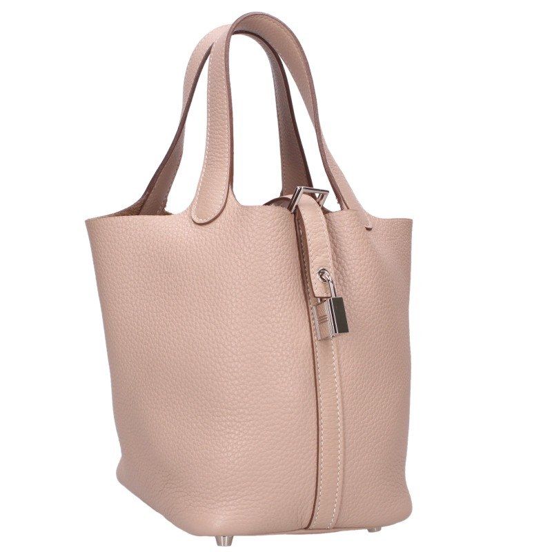 Hermes Picotin Lock PM Silver Taurillon Clemence Trench Handbag PM