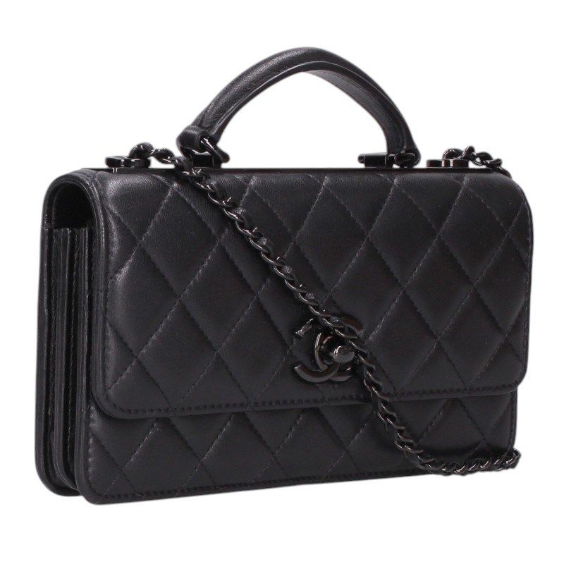 Chanel Trendy CC So Black Quilted Chain Wallet Shoulder Bag