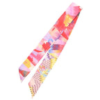 Hermes Twilly All Over Mrable Print Silk Scarf