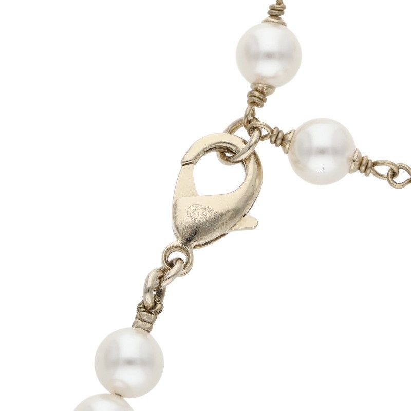 Chanel Logo Stone Embellished Pearl Choker Necklace — view 3
