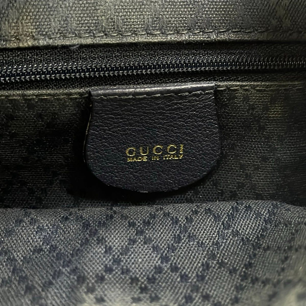 Gucci Backpack Bamboo Navy Leather — view 8
