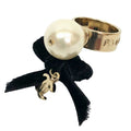 Chanel Pearl Velour Ribbon CC Logo Ring 07C