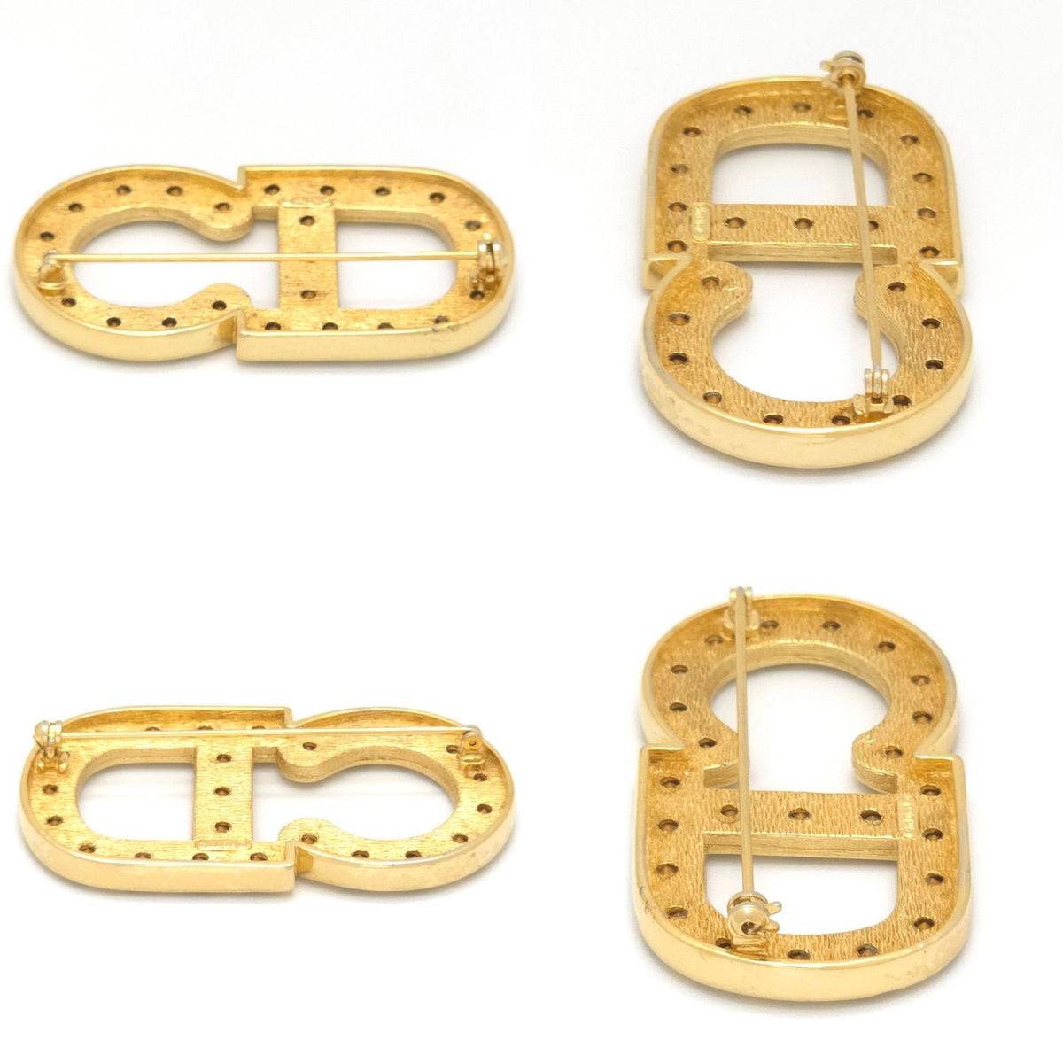 Dior CD Crystal Brooch Gold Tone Metal 6 Pin 5.3 — view 4