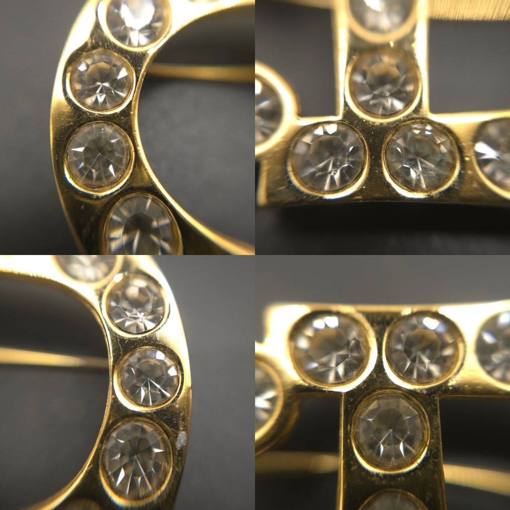 Dior CD Crystal Brooch Gold Tone Metal 6 Pin 5.3 — view 8