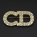 Dior CD Crystal Brooch Gold Tone Metal 6 Pin 5.3