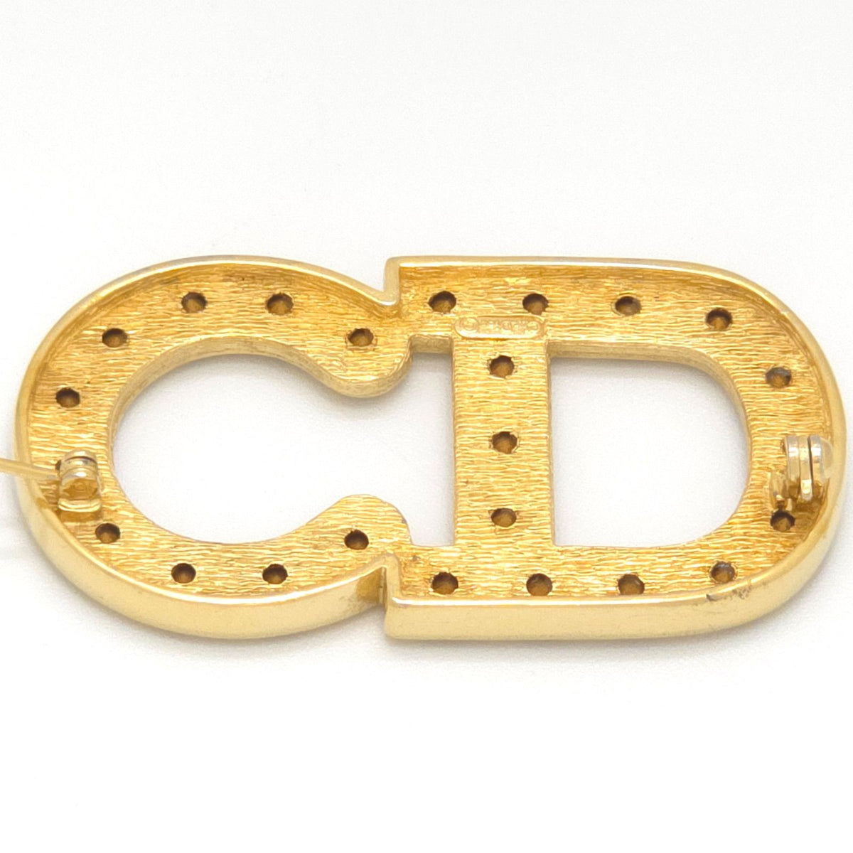 Dior CD Crystal Brooch Gold Tone Metal 6 Pin 5.3 — view 5