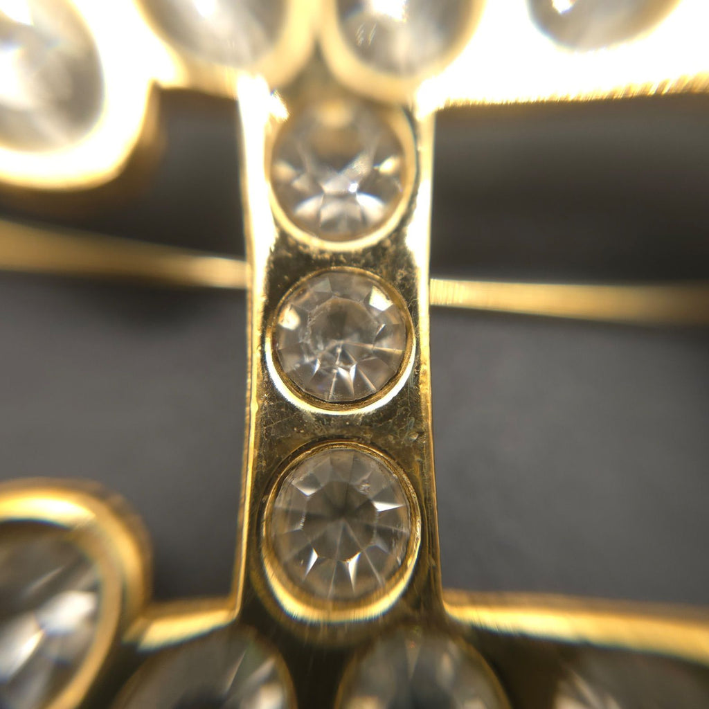 Dior CD Crystal Brooch Gold Tone Metal 6 Pin 5.3 — view 7