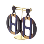 Hermes H Equipe Earrings Genus Buffalo Horn Blue Brown Orfebel — view 5
