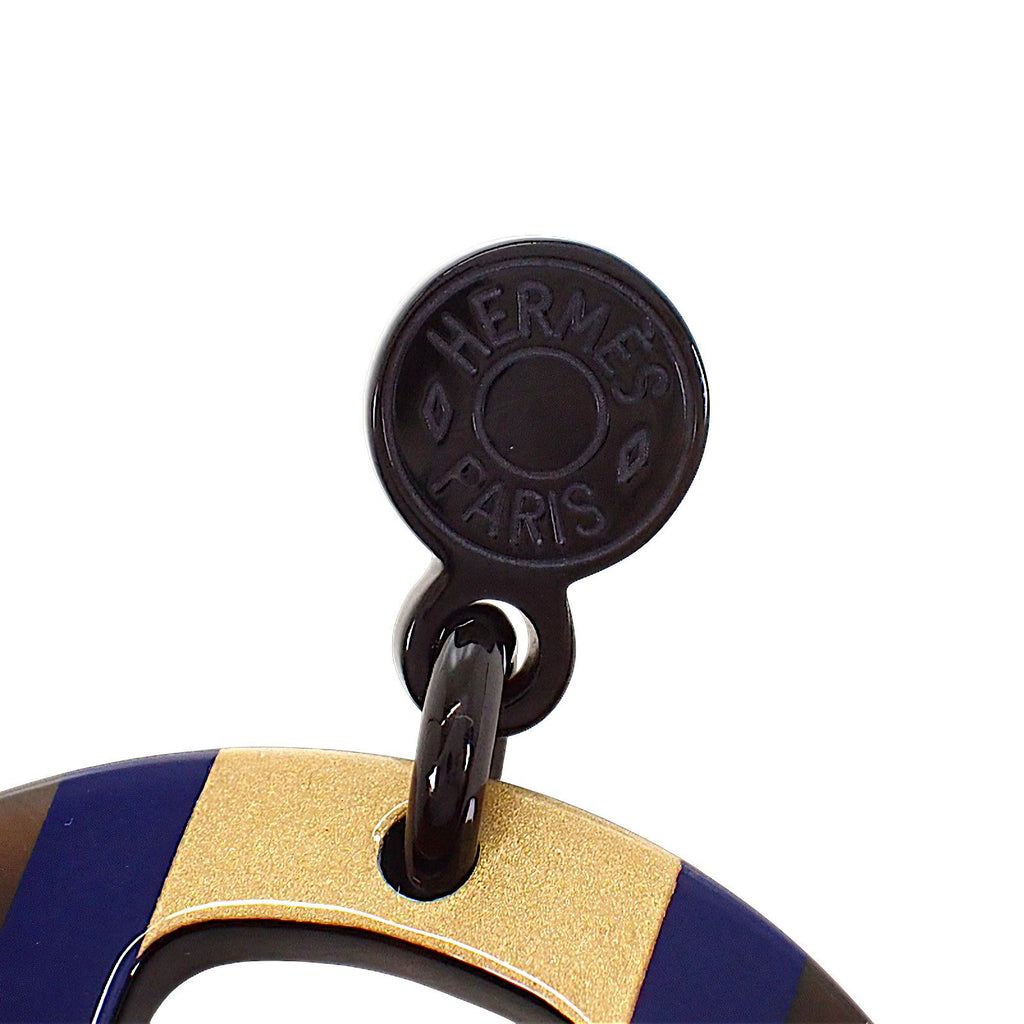 Hermes H Equipe Earrings Genus Buffalo Horn Blue Brown Orfebel — view 8