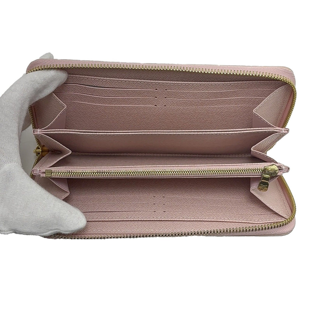 Louis Vuitton Zippy Wallet Damier Azur Rose Ballerine Long Canvas Ivory — view 3