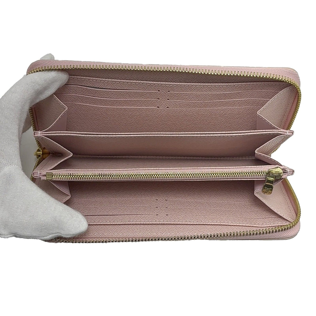 Louis Vuitton Zippy Wallet Damier Azur Rose Ballerine Long Canvas Ivory — view 3