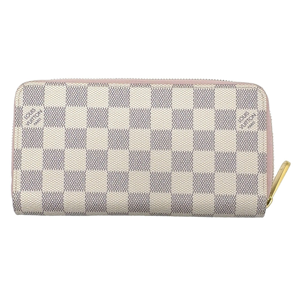 Louis Vuitton Zippy Wallet Damier Azur Rose Ballerine Long Canvas Ivory — view 2