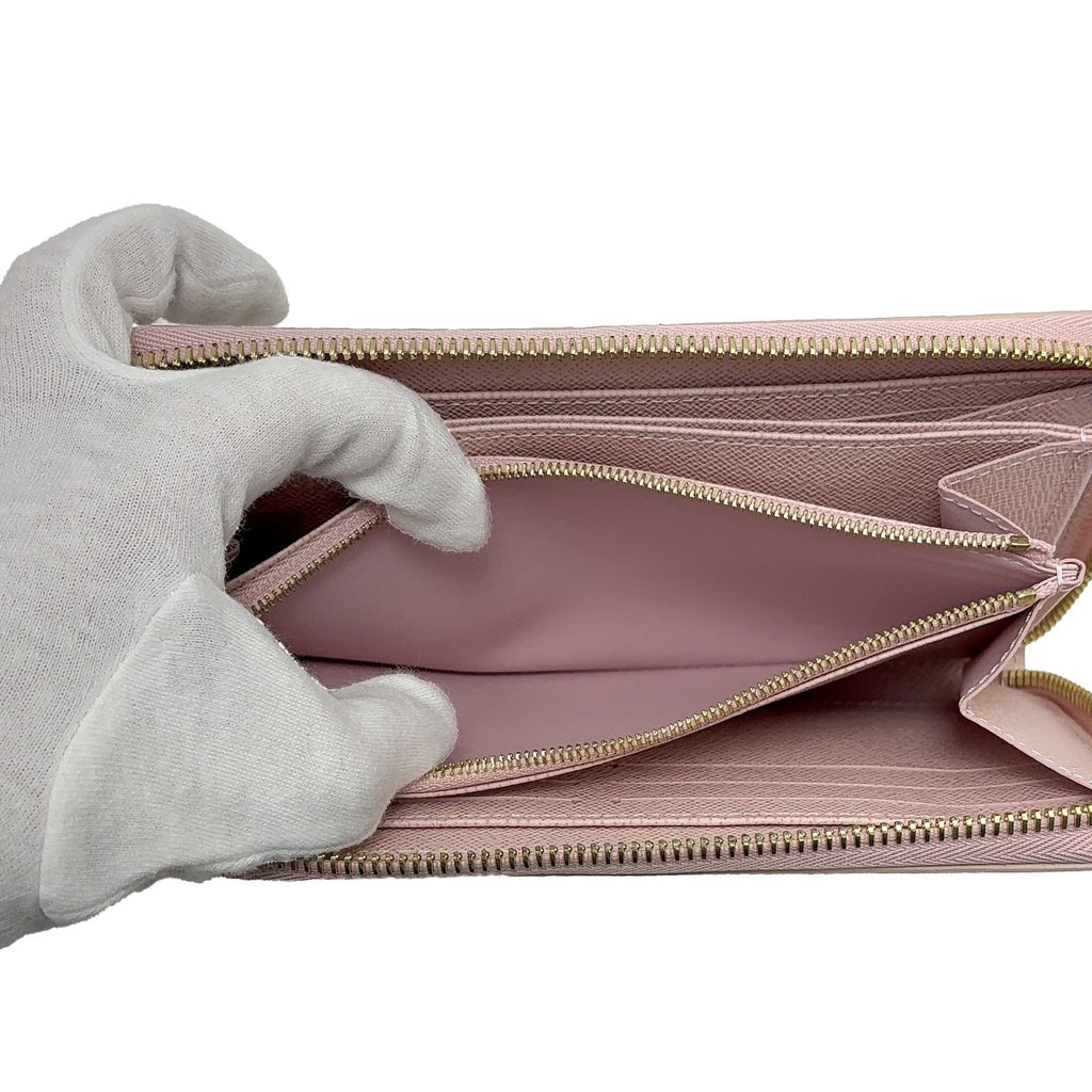 Louis Vuitton Zippy Wallet Damier Azur Rose Ballerine Long Canvas Ivory — view 4